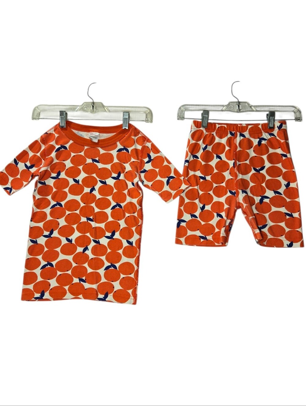 Hanna Andersson Orange Citrus Mandarins Short John Pajama Set Two Piece Unisex